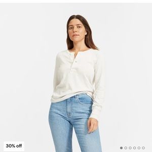Everlane Recotton Henley in White // Size S
